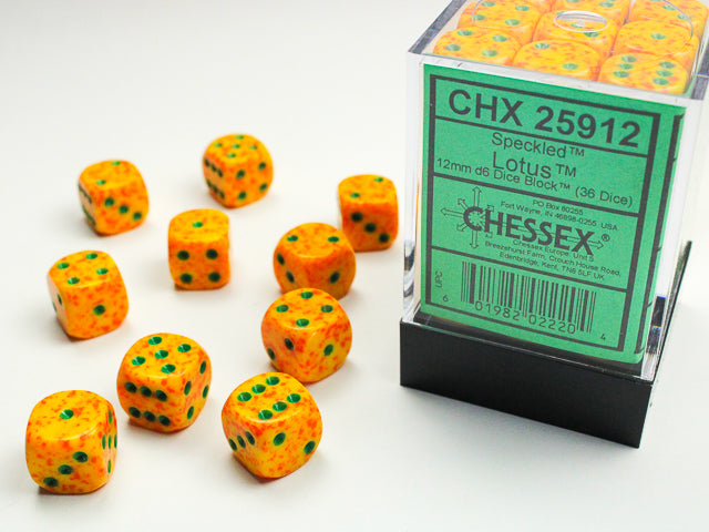 Chessex: Speckled Lotus 12mm d6 Dice Block (36 dice)