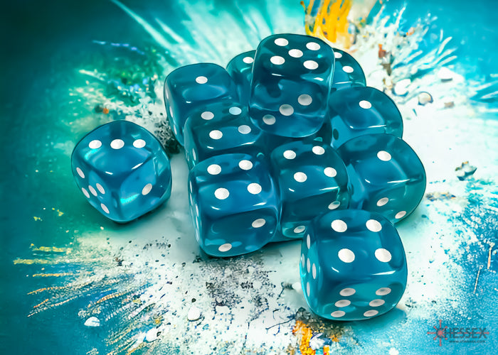 Chessex: 16mm Translucent Teal/White D6 Set