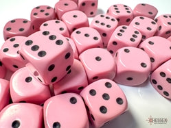 Chessex: Opaque D6 12MM Pastel Pink/Black (36)