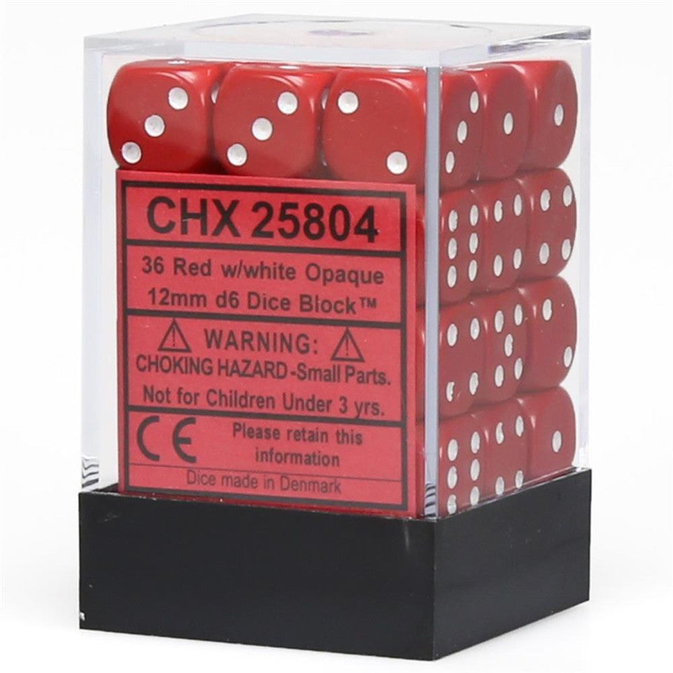Chessex: 12mm Opaque Red/White D6 Set