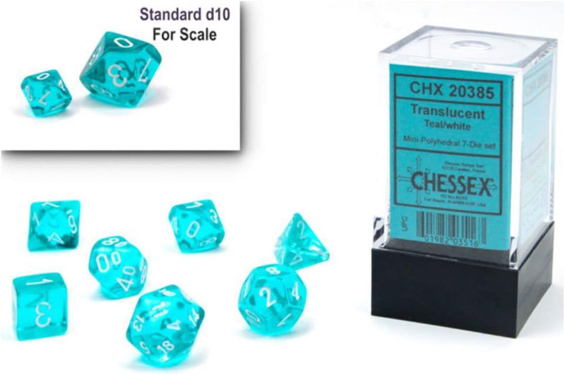 Chessex Dice Translucent Mini Teal/Blue Polyhedral 7-Die Set