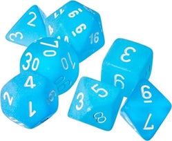 Chessex Dice Frosted Mini Caribbean Blue/White Polyhedral 7-Die Set