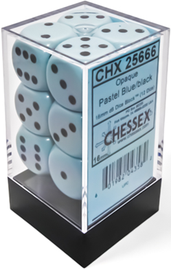 Chessex: D6: 16mm: Opaque: Pastel Blue/Black