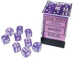 Chessex Dice Borealis Purple White D6 Set 12mm