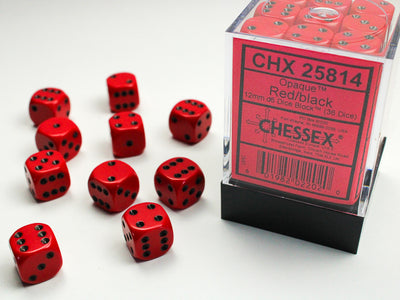 Chessex: 12mm Opaque Red/Black D6 Set