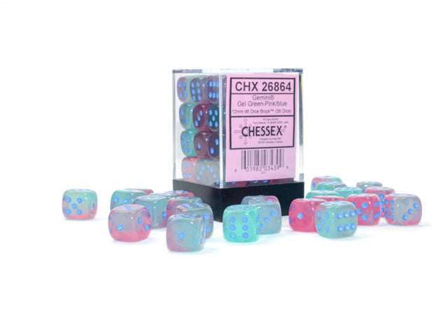 Gemini® Polyhedral Green-Pink/Blue Luminary™ 36-Die