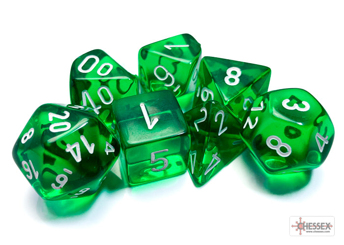 Chessex Dice Translucent Green/Blue Polyhedral 7-Die Set