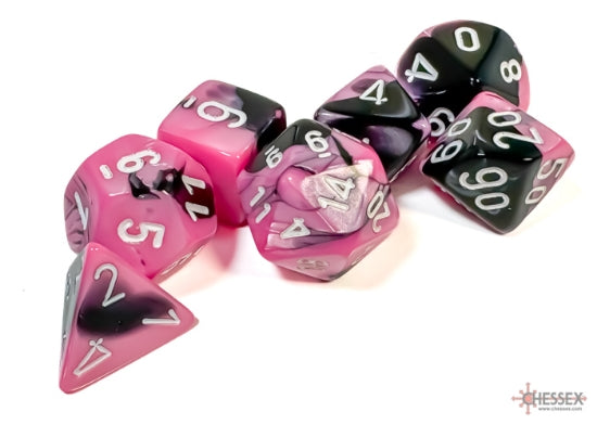 Gemini® Polyhedral Black-Pink/White 7-Die Set