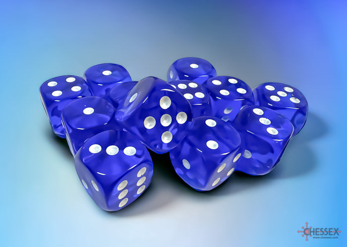 Chessex: 16mm Translucent Blue/White D6 Set