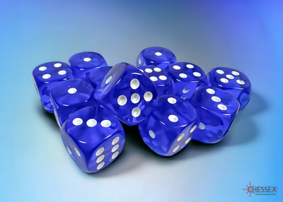 Chessex: 16mm Translucent Blue/White D6 Set