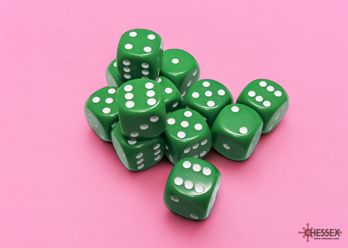 Chessex: 16mm Green/White D6 Set