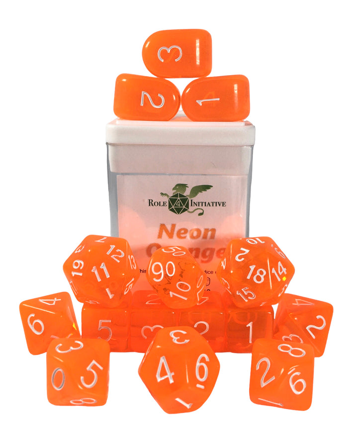 Role 4 Initiative Diffusion Neon Orange Polyhedral 15 Dice Set