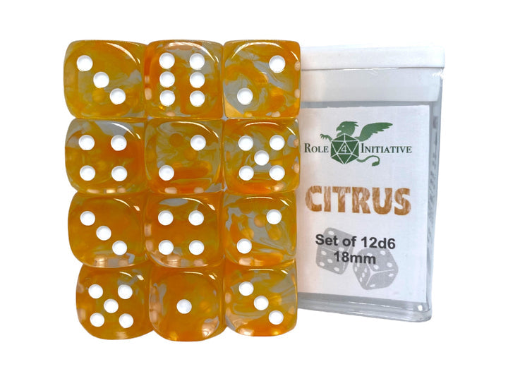 D6 Dice Set Diffusion Citrus set of 12D6 (18mm)