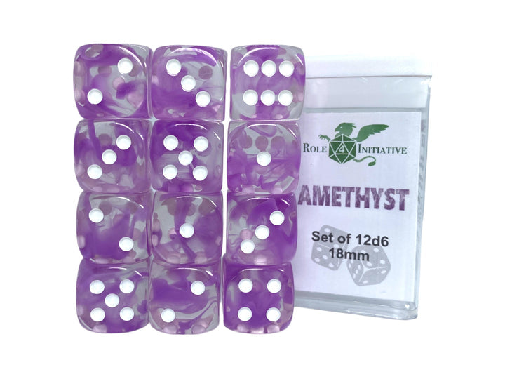 D6 Dice Set Diffusion Amethyst set of 12D6 (18mm)