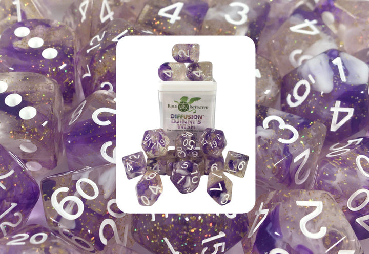 Role 4 Initiative Diffusion Djinni's wish Polyhedral 15 Dice Set