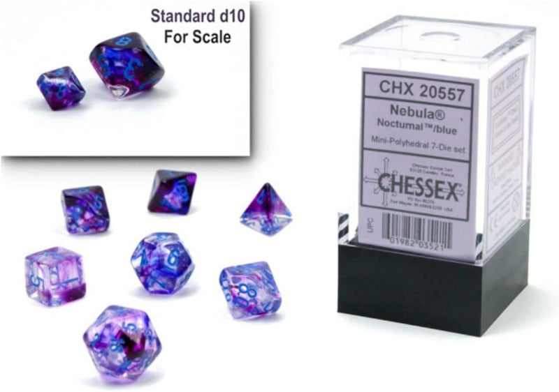 Chessex Dice Borealis Nocturnal/Blue Mini Polyhedral 7-Die Set