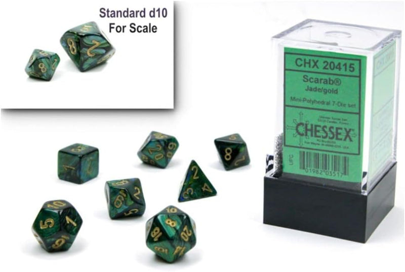 Chessex Dice Scarab Jade/Gold Mini Polyhedral 7-Die Set