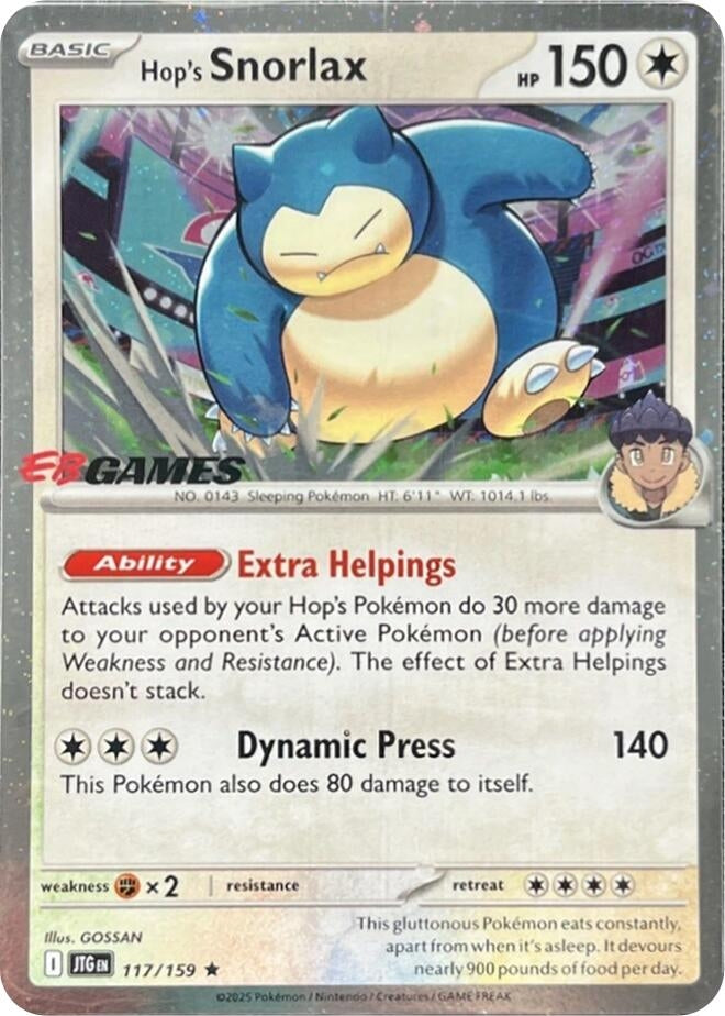 Image for Hop's Snorlax - 117/159 (EB Games) (Cosmos Holo) (117/159) (MCAP) - Pokemon