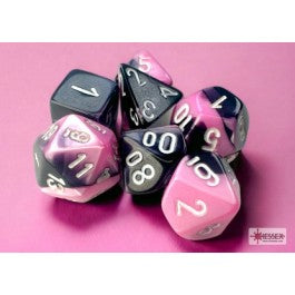 Chessex Dice Gemini Mini Black-Pink/white Polyhedral 7-Die Set