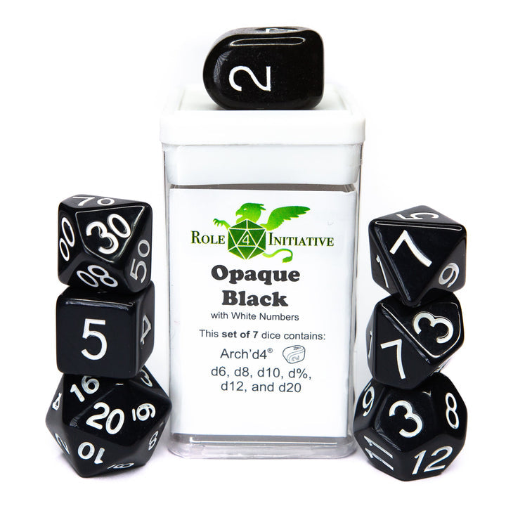 Role 4 Initiative Opaque Black 7 Die Polyhedral Dice Set
