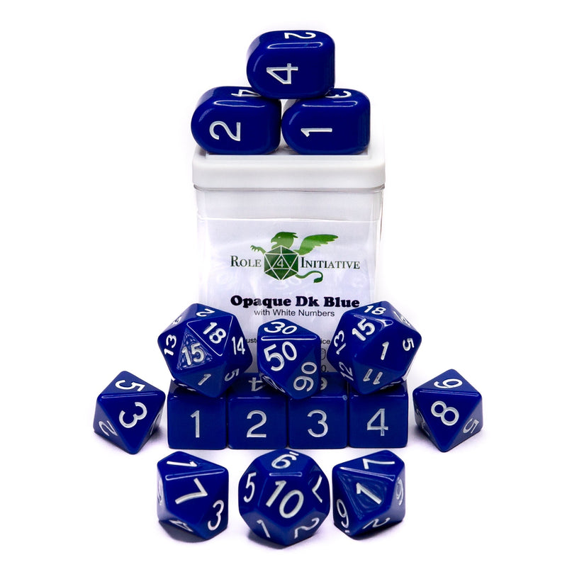 Role 4 Initiative Opaque Blue 15 Die Polyhedral Dice Set