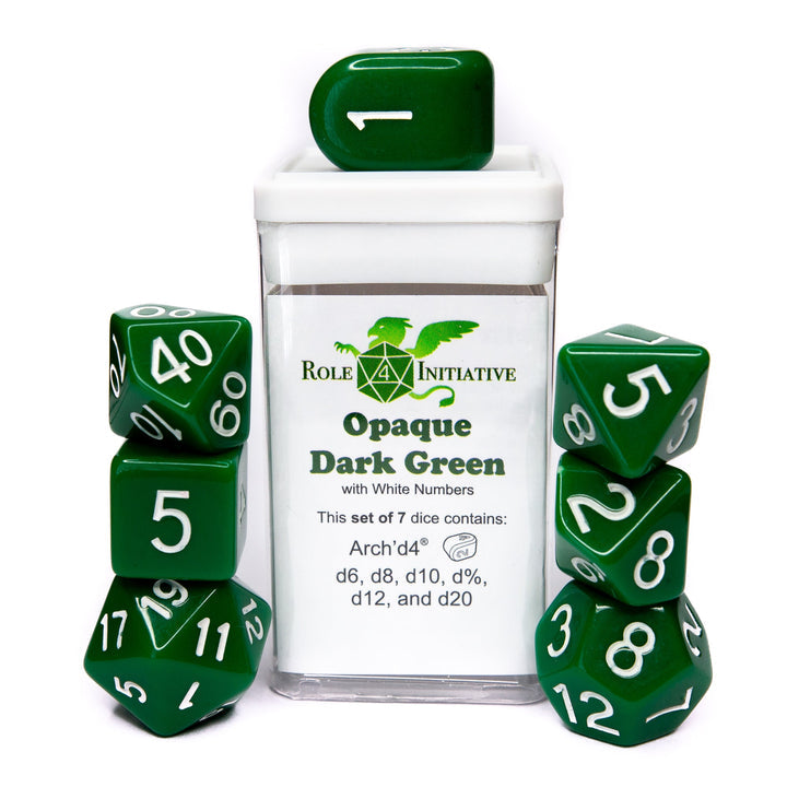 Role 4 Initiative Opaque Dark Green 7 Die Polyhedral Dice Set