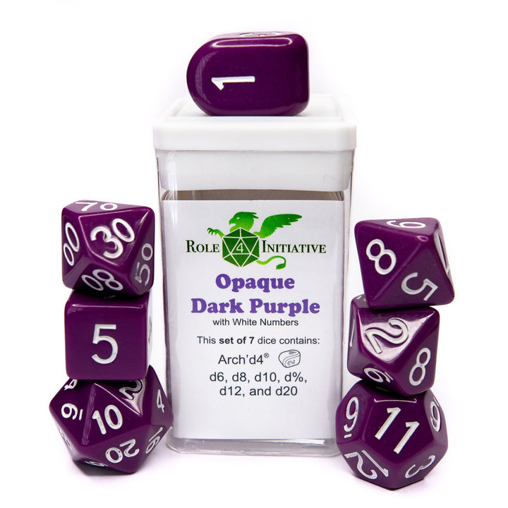 Role 4 Initiative Opaque Dark Purple 7 Die Polyhedral Dice Set