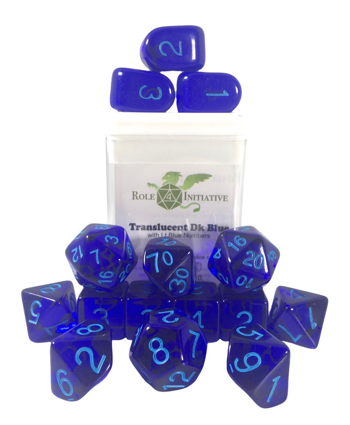 Role 4 Initiative Translucent Blue 15 Die Polyhedral Dice Set