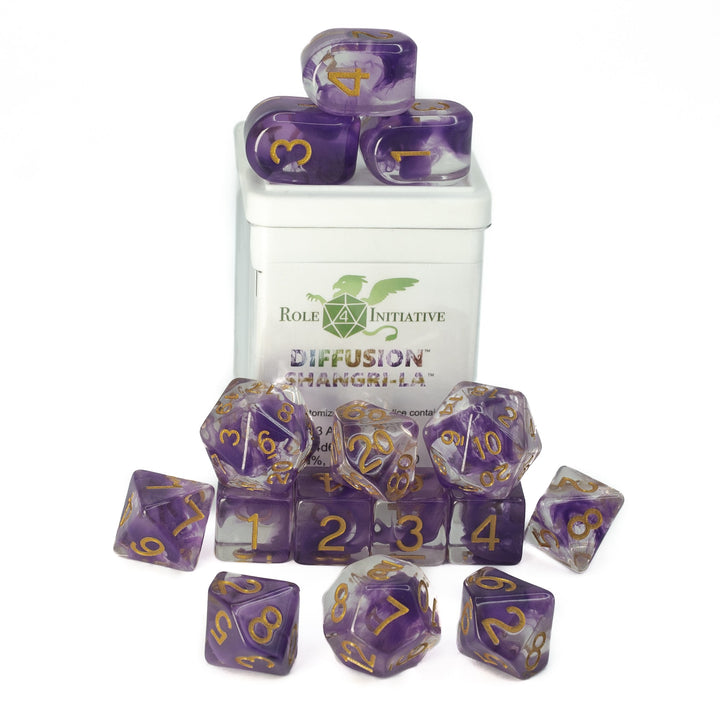 Role 4 Initiative Diffusion Shangri-La 15 Die Polyhedral Dice Set