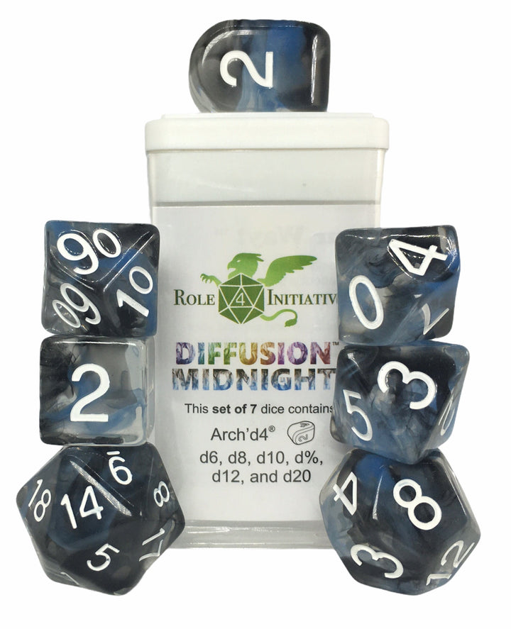 Role 4 Initiative Diffusion Midnight 7 Die Polyhedral Set