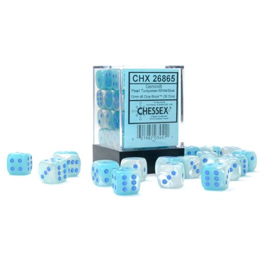 Gemini® Polyhedral Pearl turquoise White-blue Luminary™ 36-Die