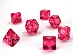 Chessex Dice Translucent Mini Pink/White Polyhedral 7-Die Set