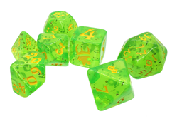 Polyhedral Dice Set (7): Munchkin - Green/Yellow