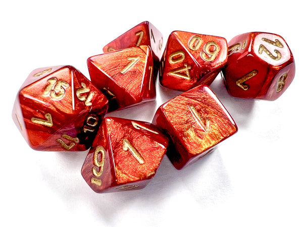 Mini Scarab Scarlet/Gold Polyhedral 7-Die Set