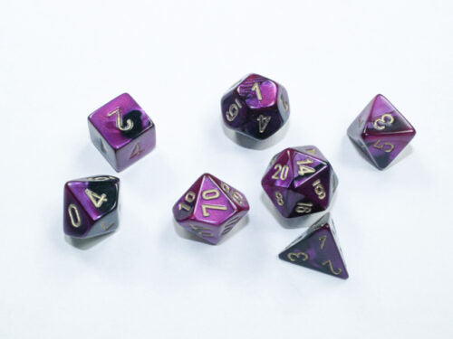 Mini Gemini® Polyhedral Black Purple/Gold 7-Die Set