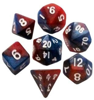 Metallic Dice Games Poly Mini Red/Blue with White