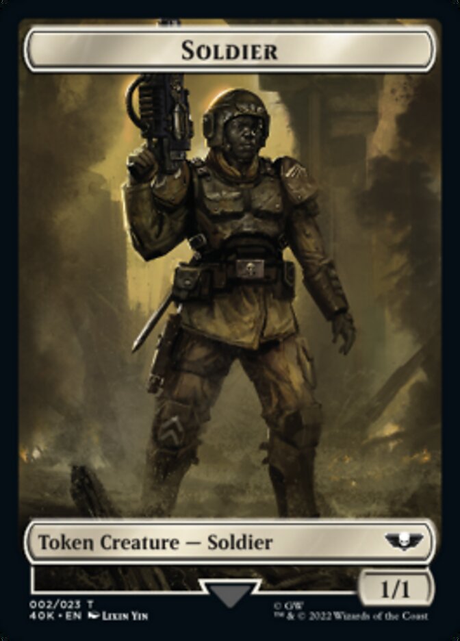 Soldier (002) // Zephyrim Double-Sided Token (Surge Foil) [Warhammer 40,000 Tokens]