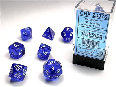 Chessex Dice Translucent Blue/White Polyhedral 7-Die Set