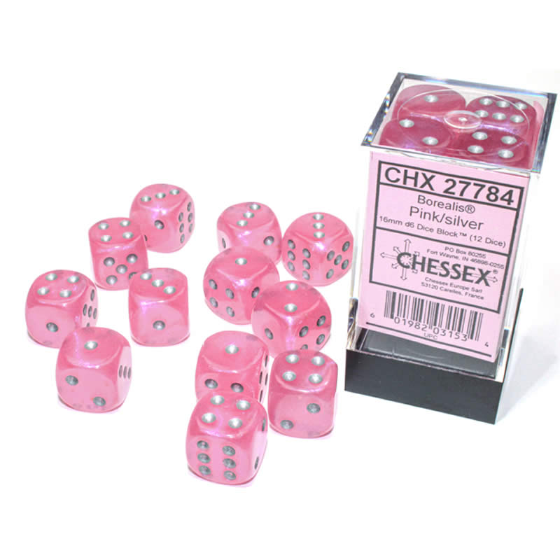 Chessex Borealis 16mm Pink Silver