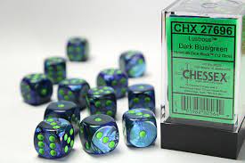 Chessex Dice Lustrous Dark Blue Green D6 Set 16mm