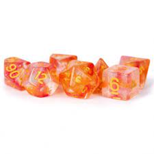 Metallic Dice Games Unicorn Mystic Embers Polyhedral Set 16mm